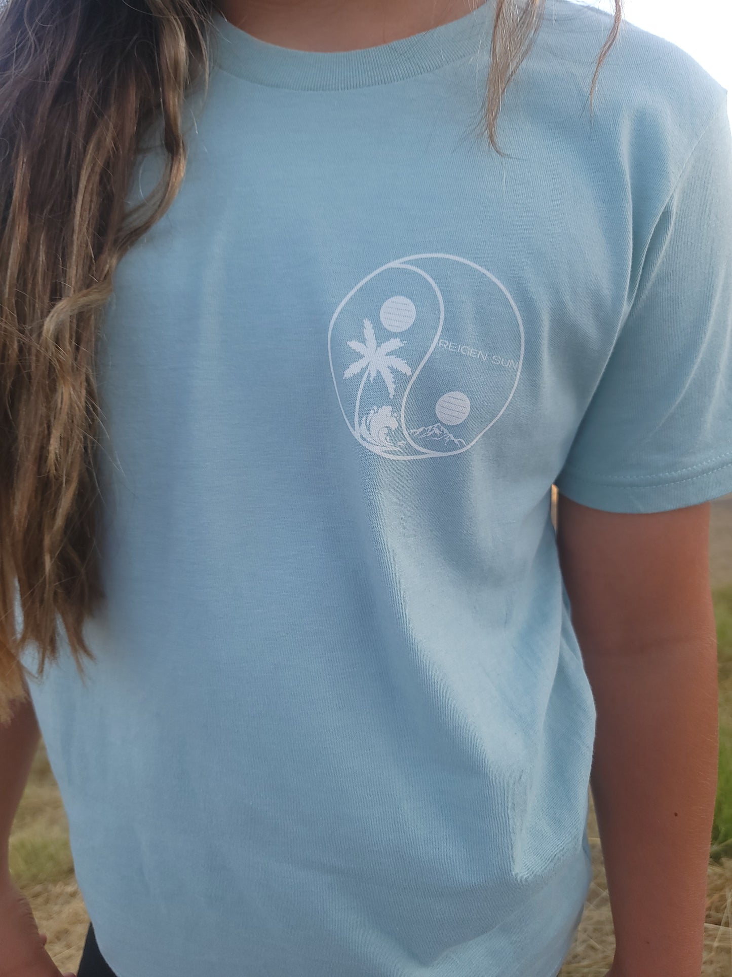KIDS YINYANG PARADISE TEE- BLUE DUST // CREAM