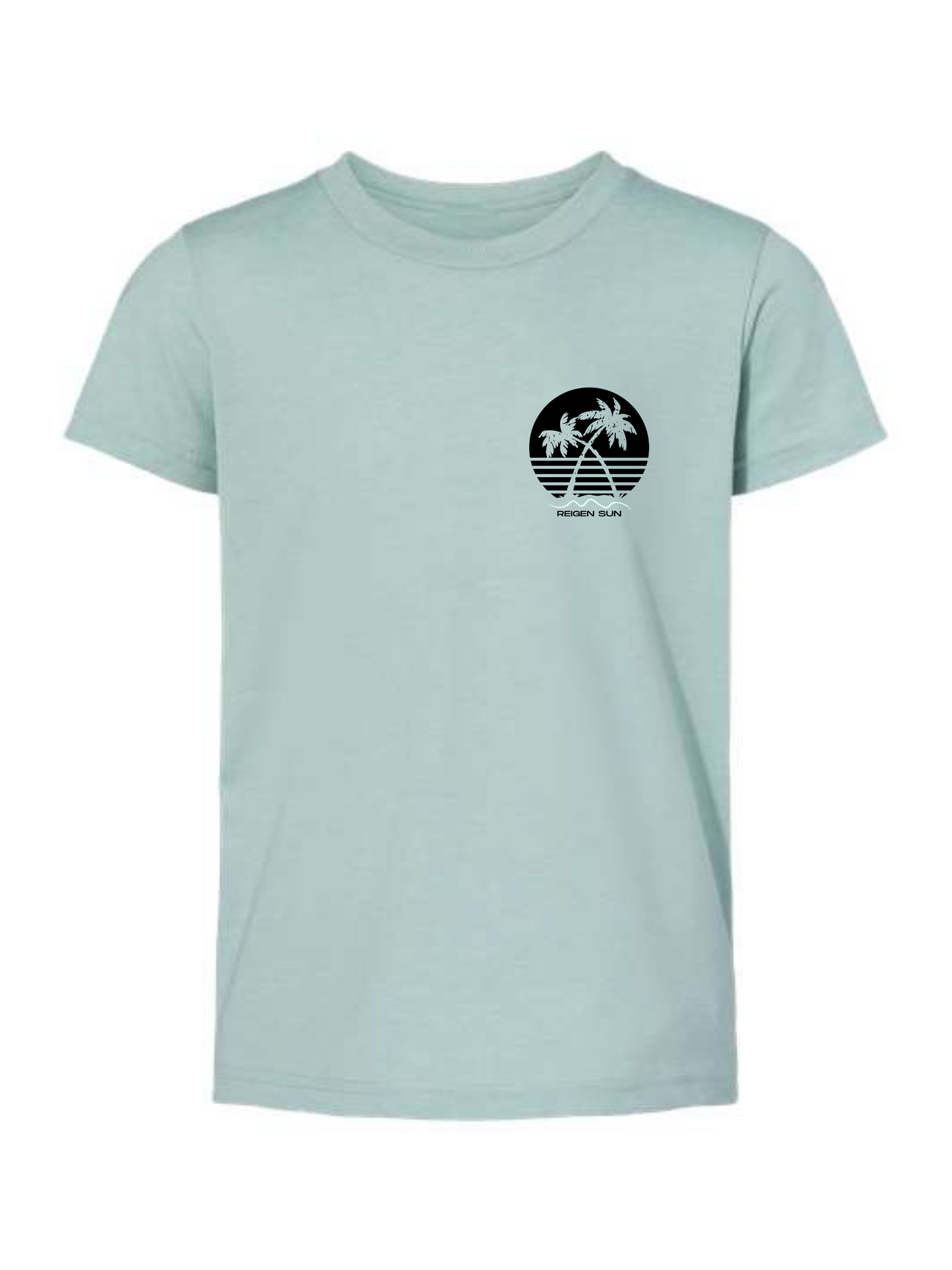 ADULT SUNSET PALMS TEE- BLUE DUST // Black
