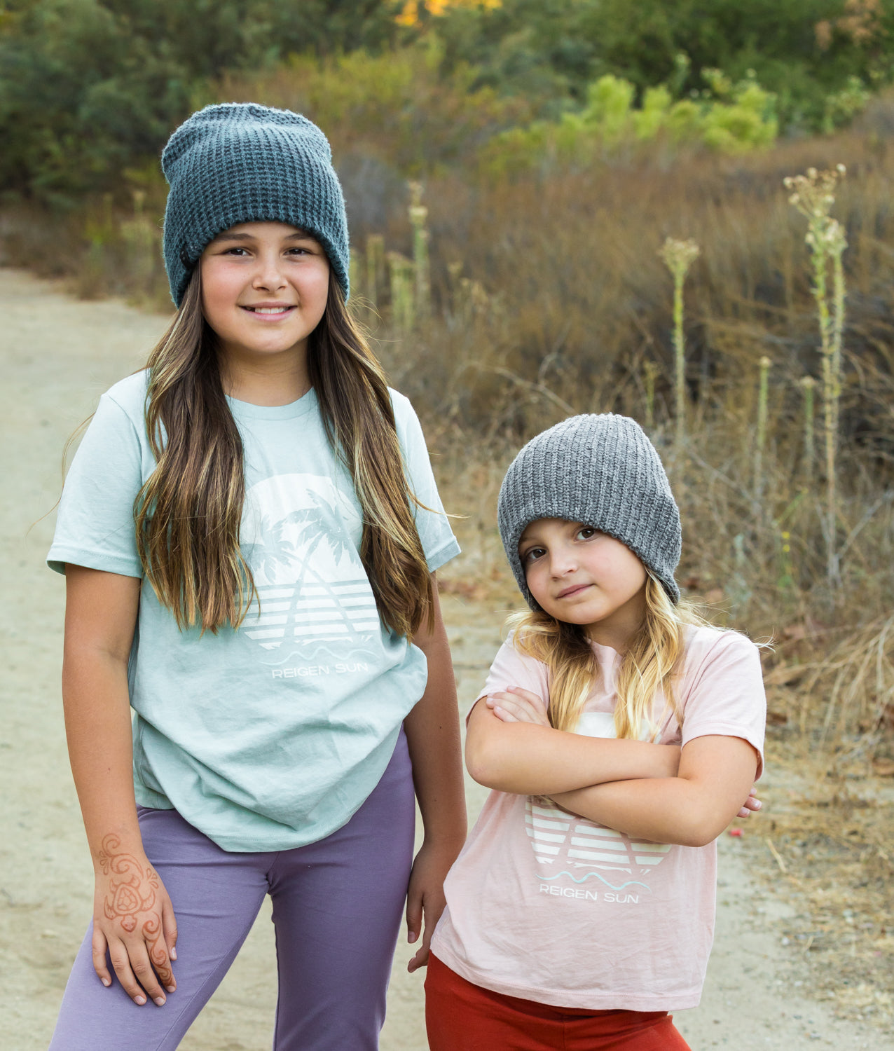 KIDS SUNSET PALMS TEE- BLUE DUST // CREAM