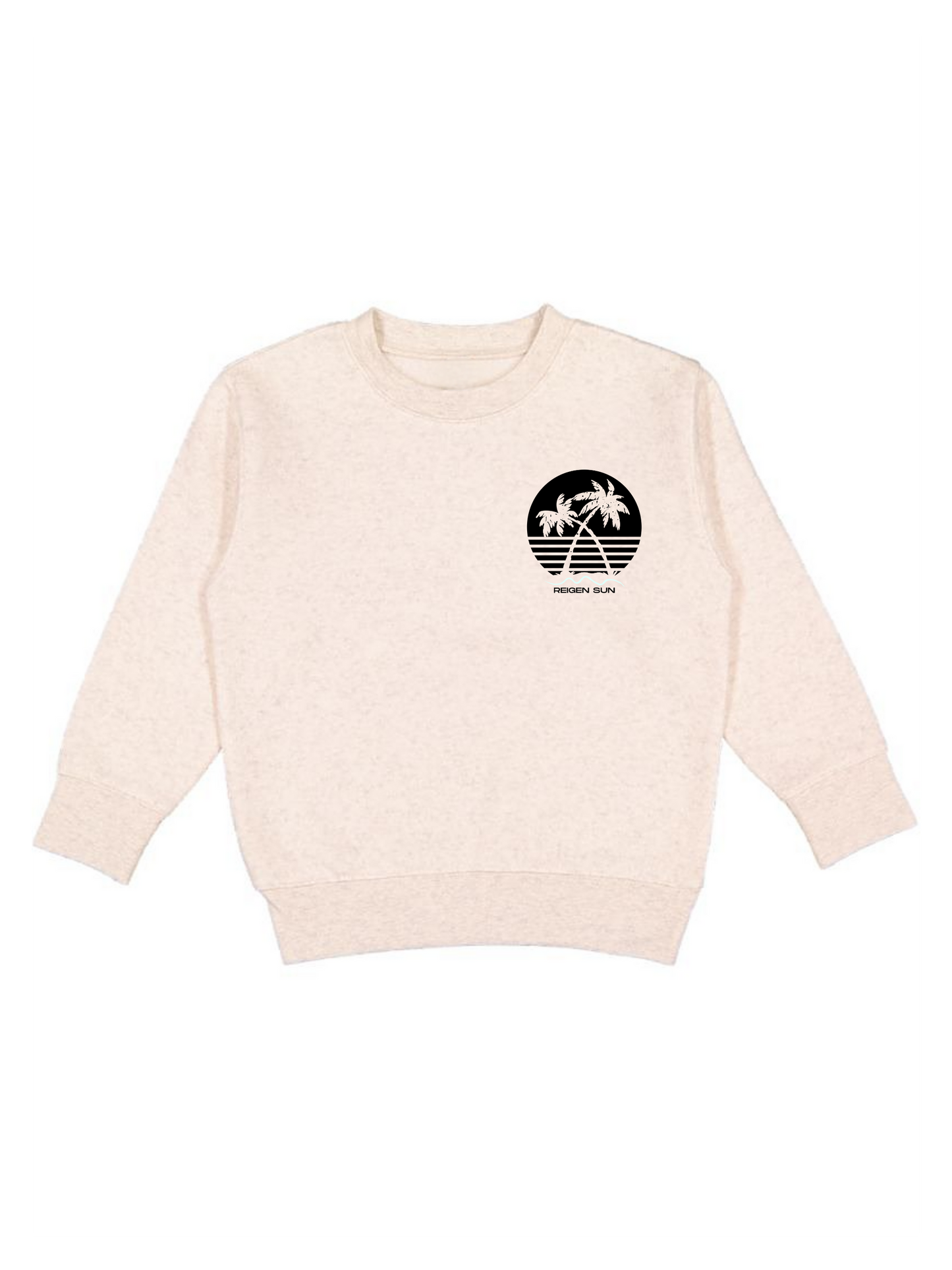 KIDS SUNSET PALMS CREW SWEATSHIRT- NATURAL // BLACK