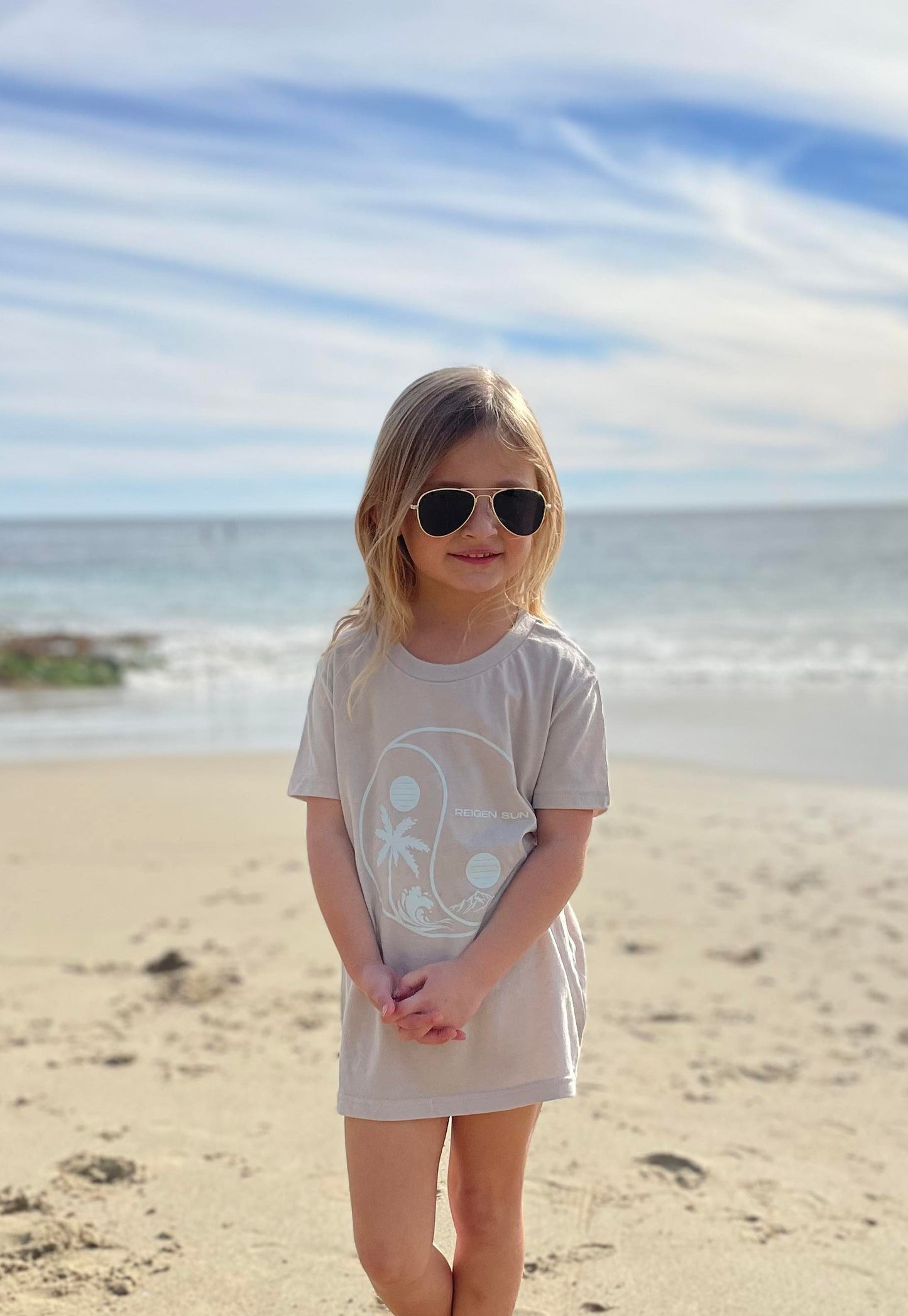 KIDS YINYANG PARADISE TEE- DUSTY // OCEAN BLUE