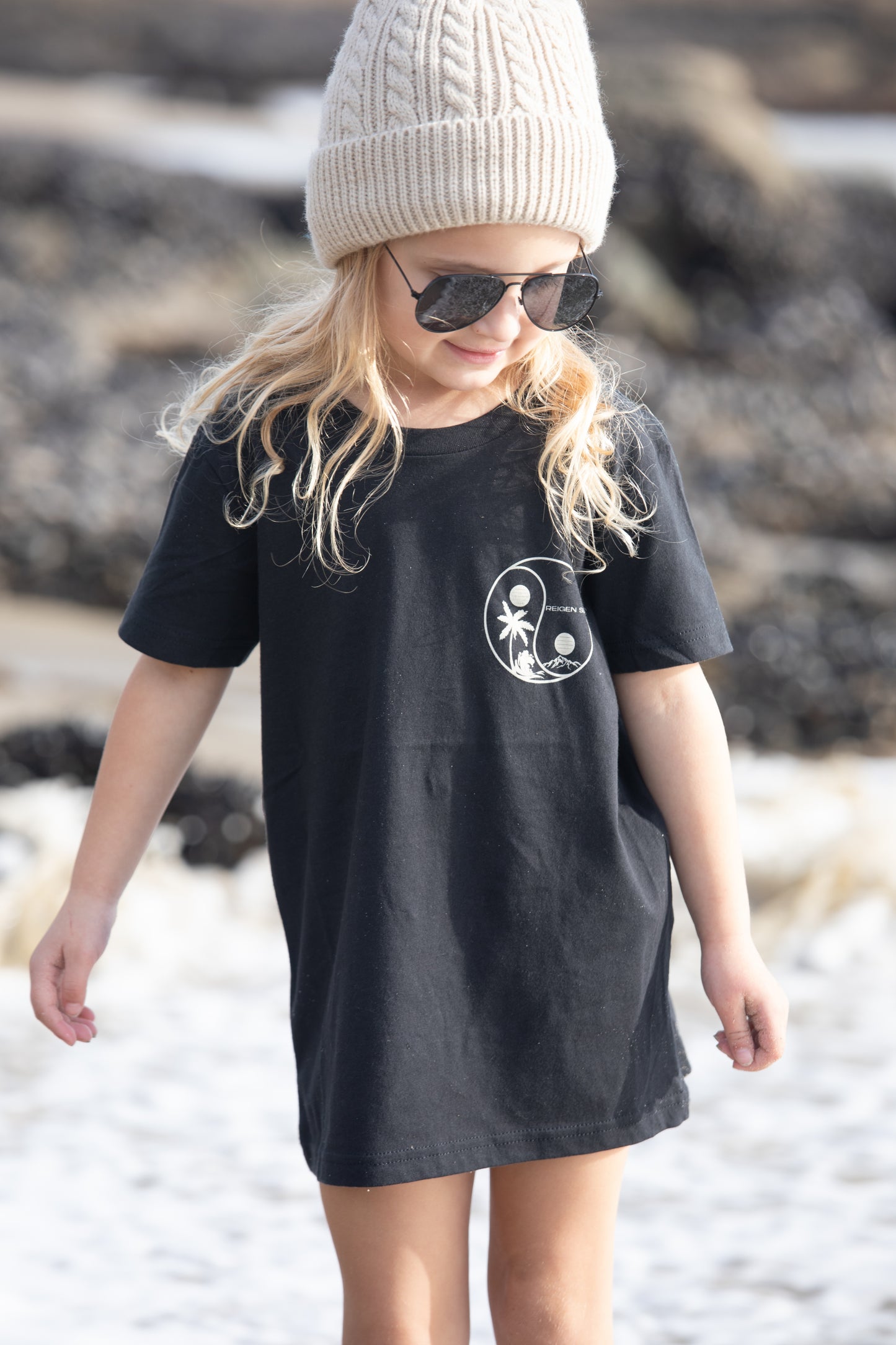 KIDS YINYANG PARADISE TEE- BLACK // CREAM