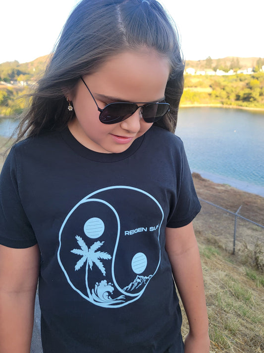 KIDS YINYANG PARADISE TEE- IN BLACK // OCEAN BLUE