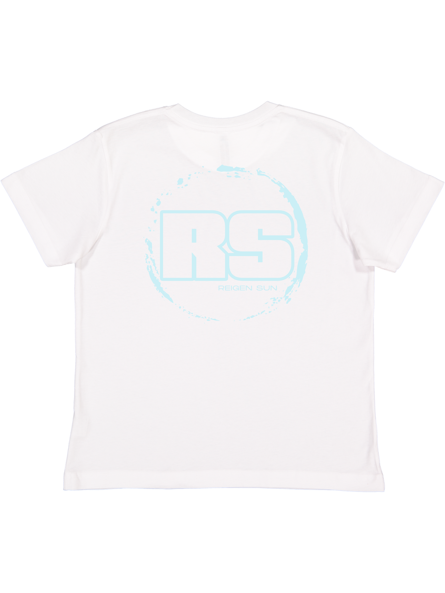 KIDS RS "GHOST" LOGO TEE- WHITE // OCEAN BLUE