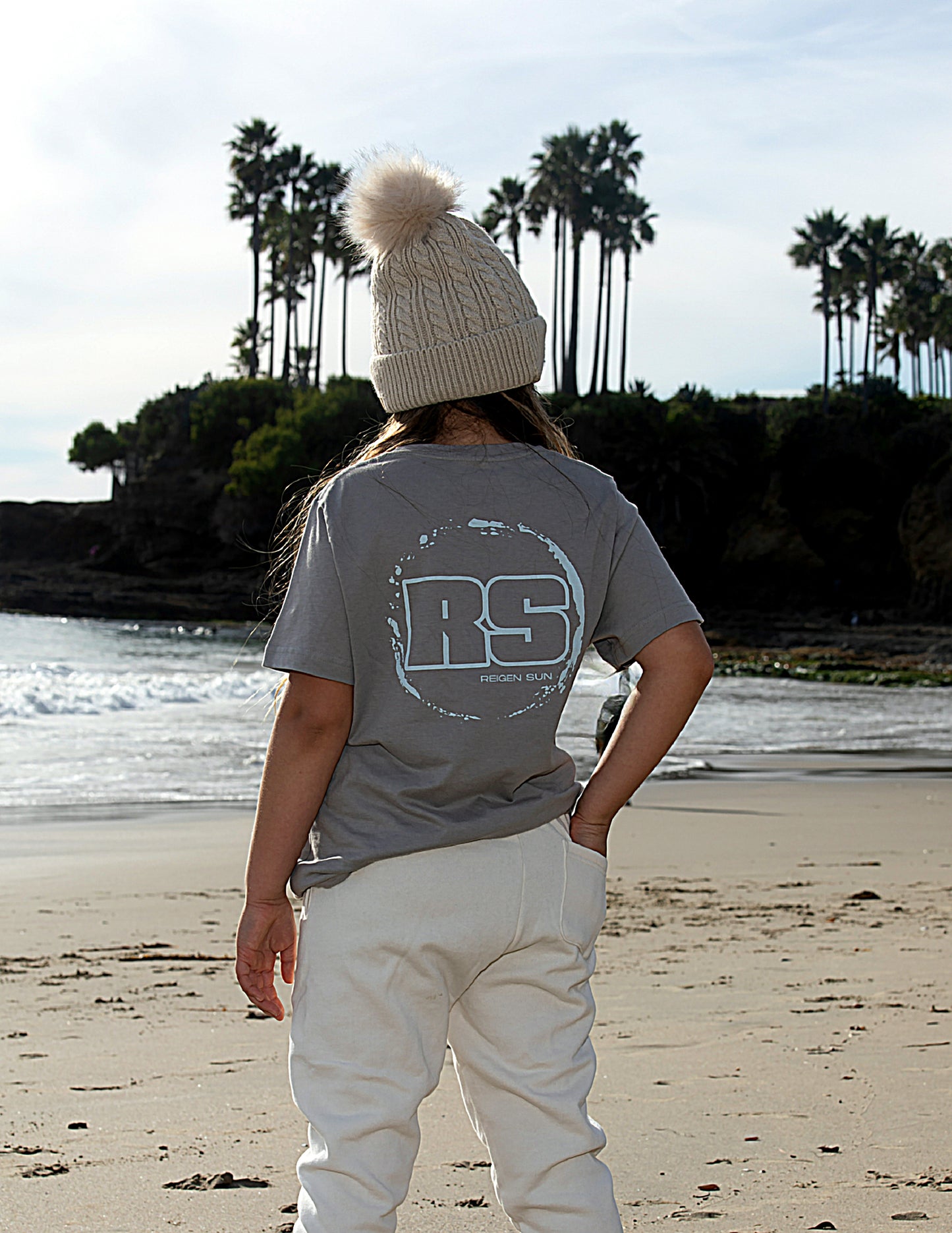 KIDS RS LOGO TEE- TITANIUM // OCEAN BLUE