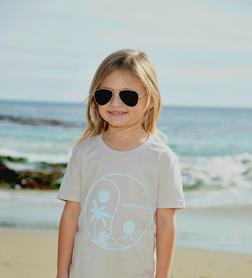 KIDS YINYANG PARADISE TEE- DUSTY // OCEAN BLUE