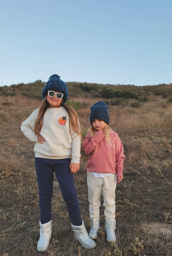 KIDS VINTAGE SUN CREW SWEATSHIRT- NATURAL HEATHER