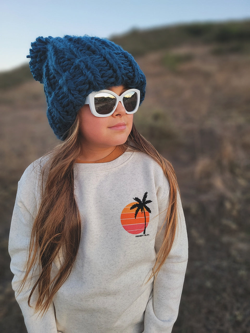 KIDS VINTAGE SUN CREW SWEATSHIRT- NATURAL HEATHER