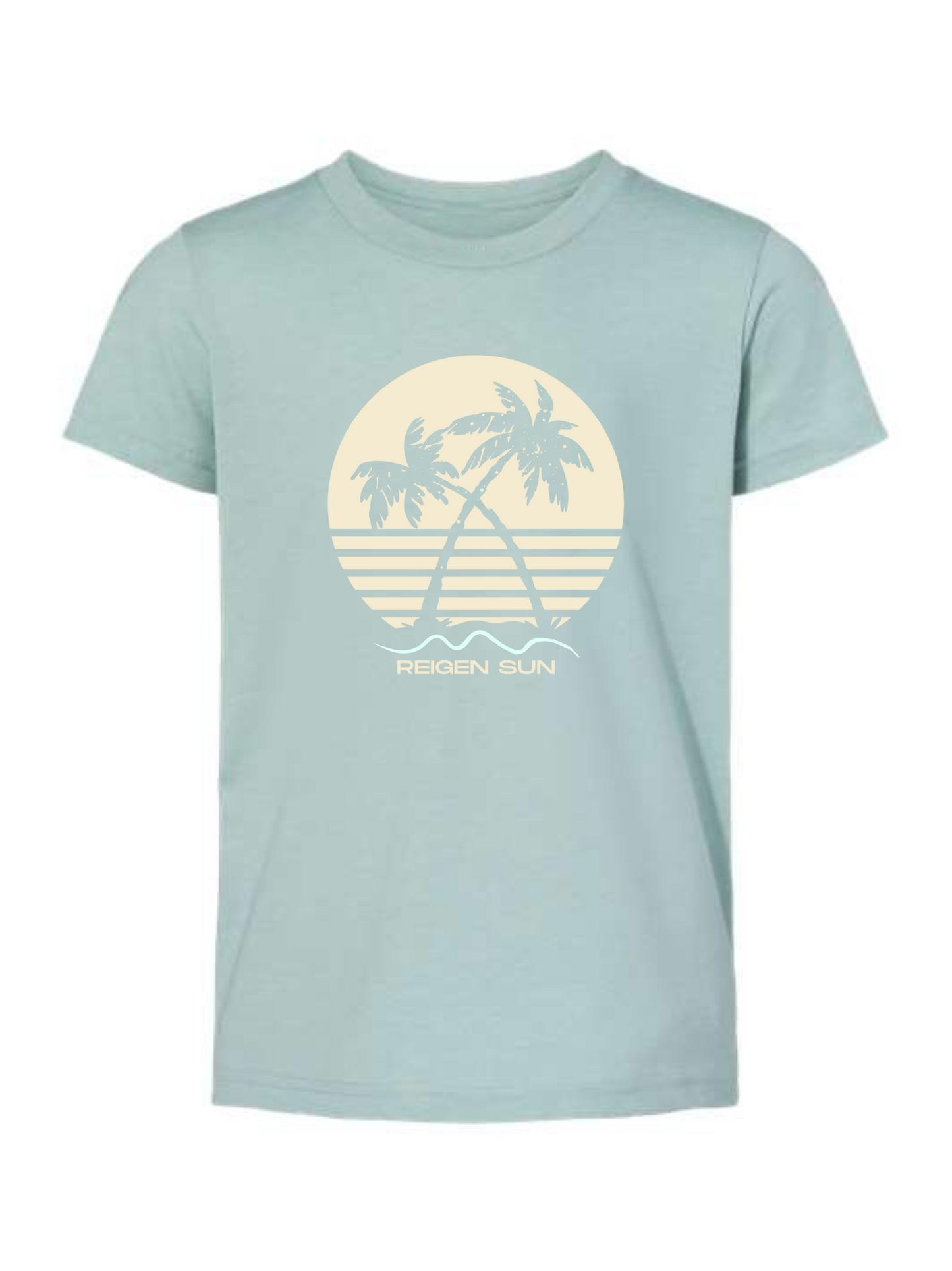 KIDS SUNSET PALMS TEE- BLUE DUST // CREAM