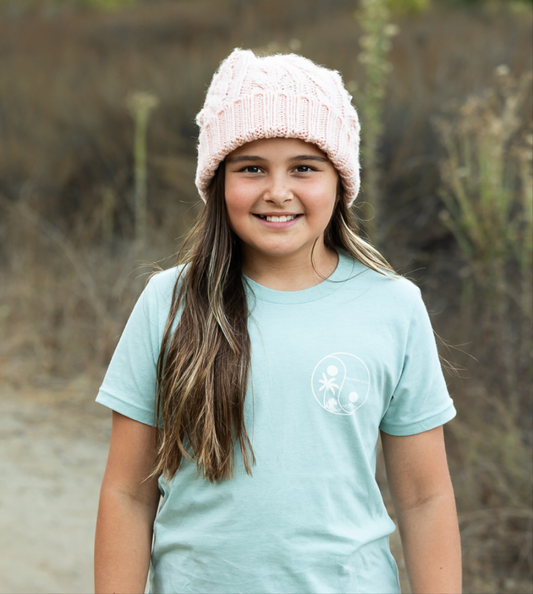 KIDS YINYANG PARADISE TEE- BLUE DUST // CREAM