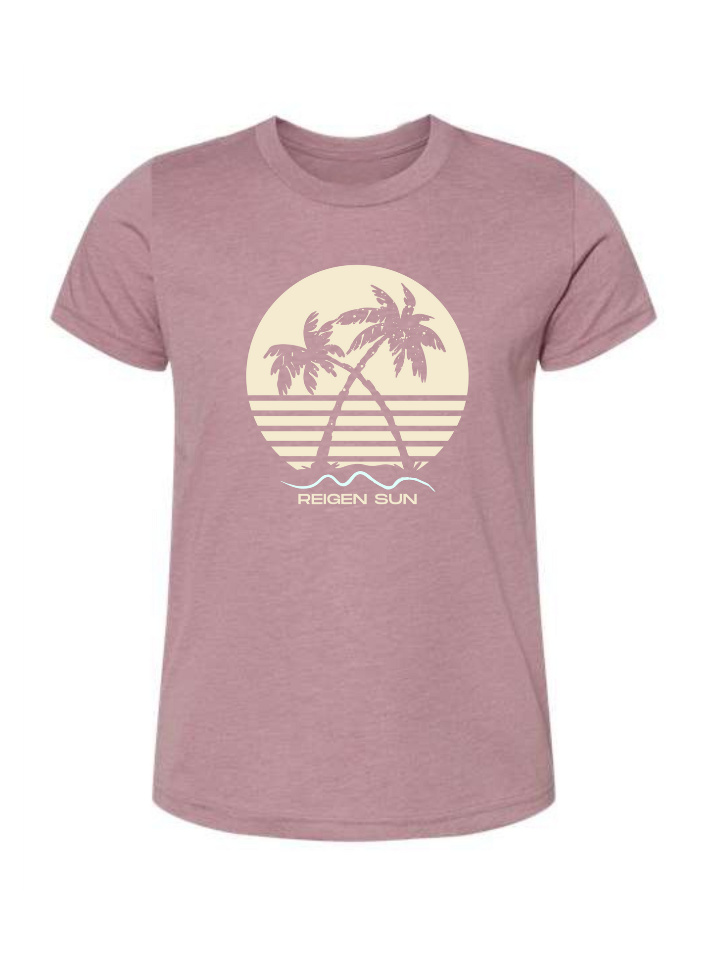 KIDS SUNSET PALMS TEE- ORCHID // CREAM