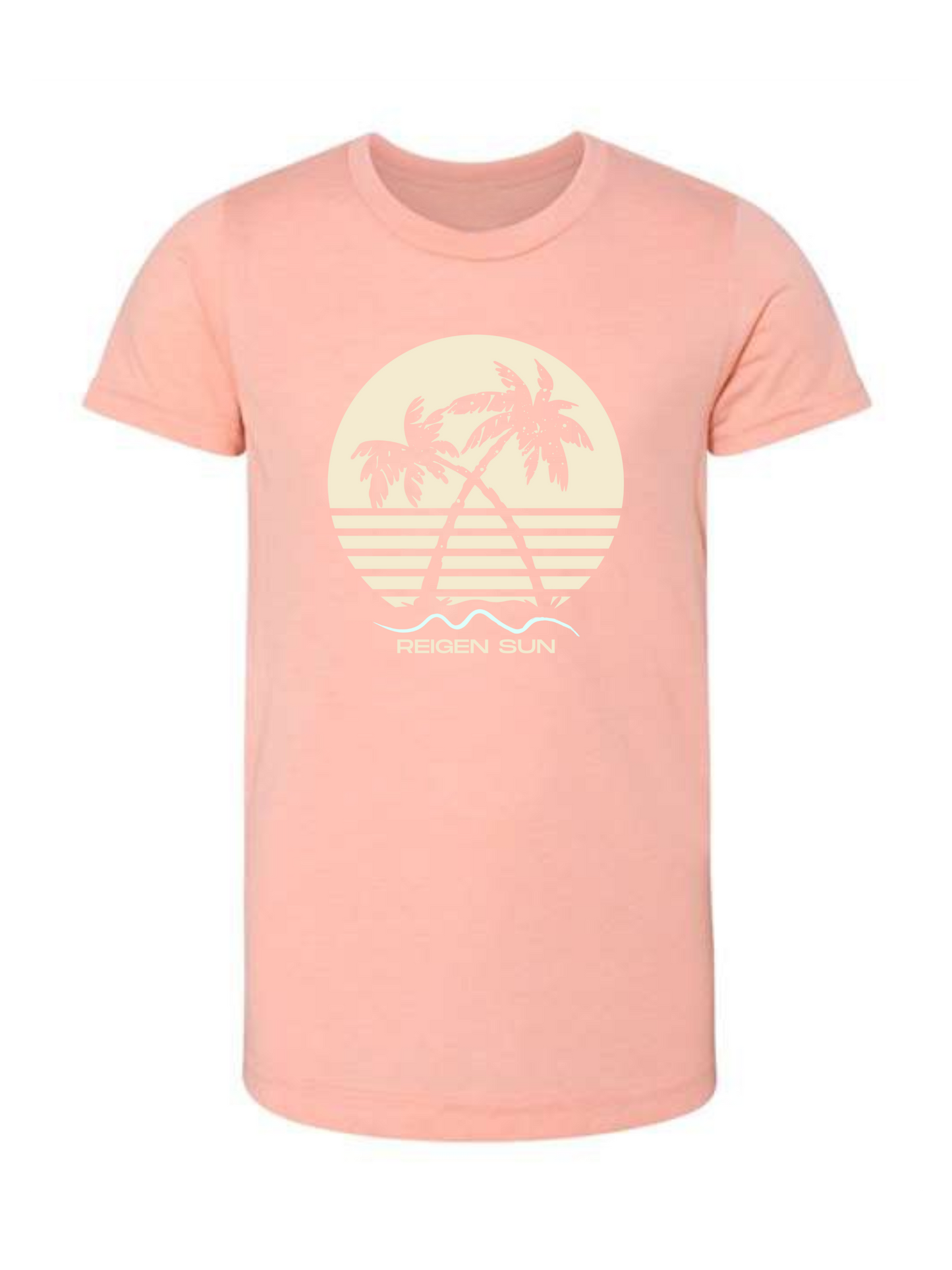 KIDS SUNSET PALMS TEE- PEACHY // CREAM