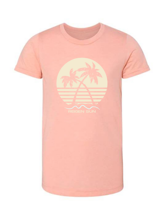 KIDS SUNSET PALMS TEE- PEACHY // CREAM