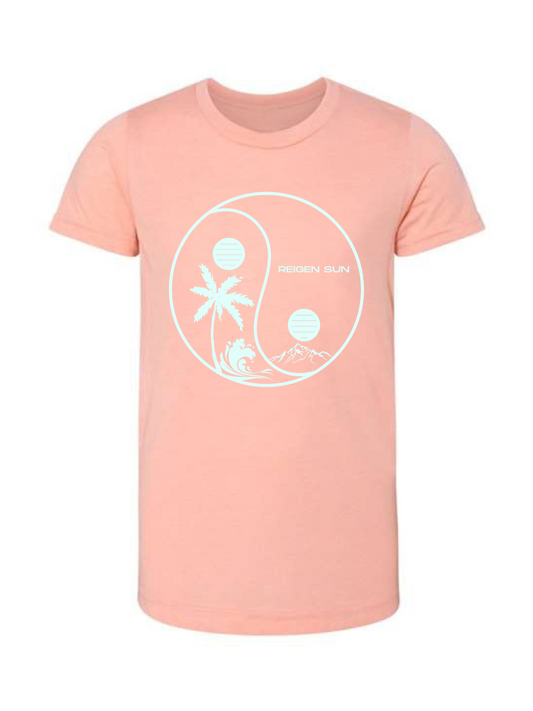 KIDS YINYANG PARADISE TEE- PEACHY // OCEAN BLUE