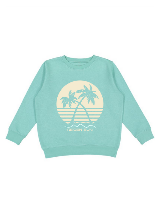 KIDS SUNSET PALMS CREW SWEATSHIRT- SALTWATER // CREAM