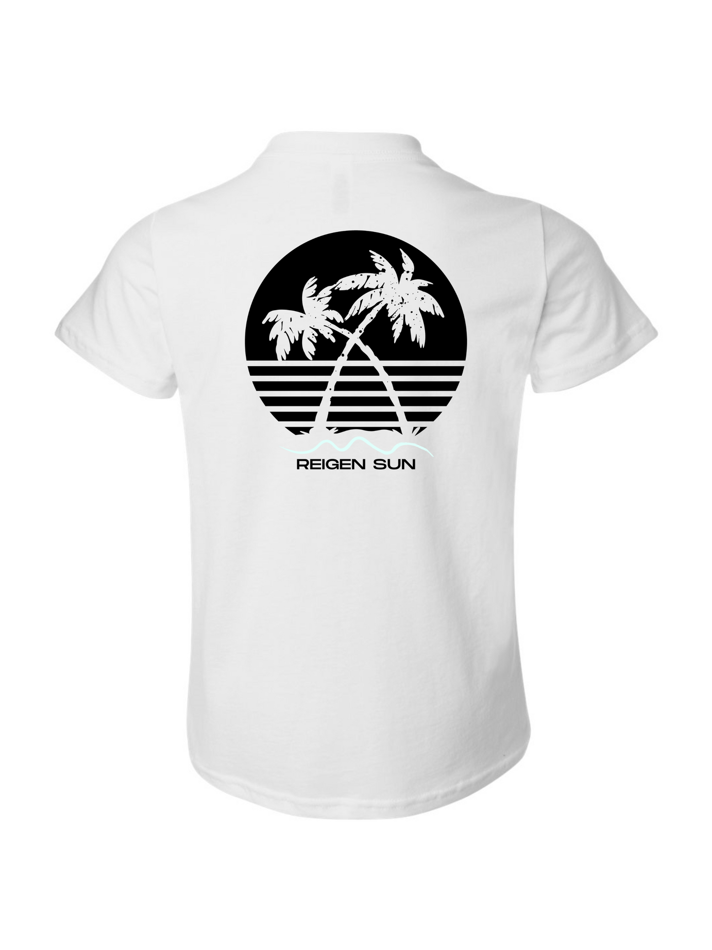 KIDS SUNSET PALMS TEE- WHITE// BLACK