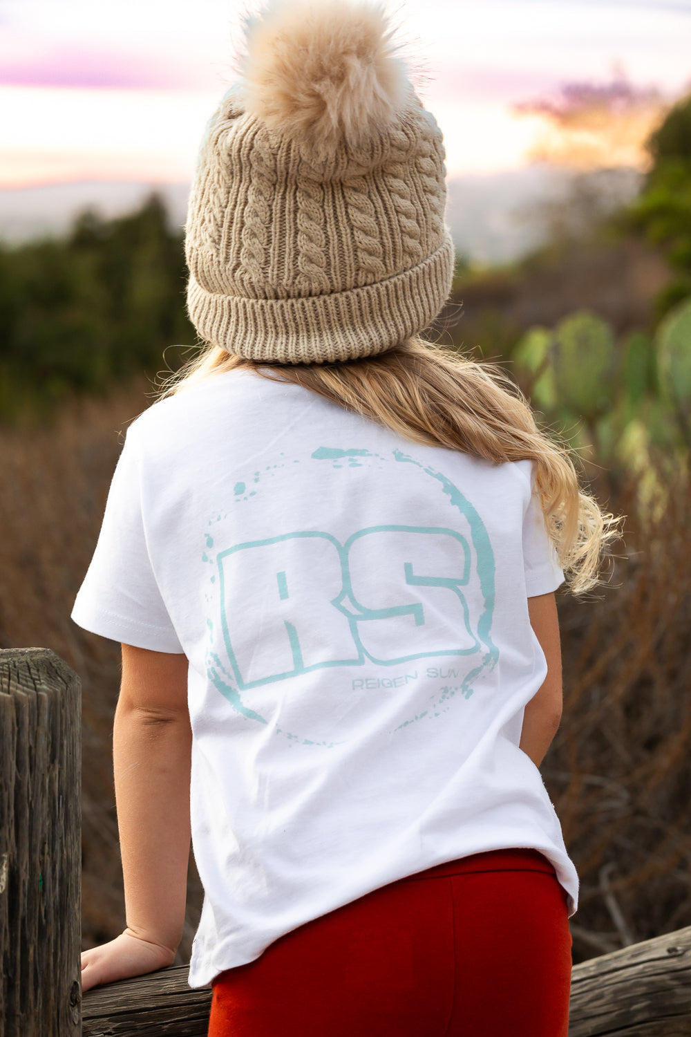 KIDS RS "GHOST" LOGO TEE- WHITE // OCEAN BLUE